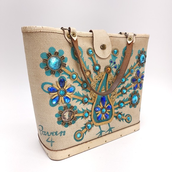 Enid Collins Of Texas Vintage 1960s Purse Bag Pavan 4 Genuine Handbag - Picture 4 of 12